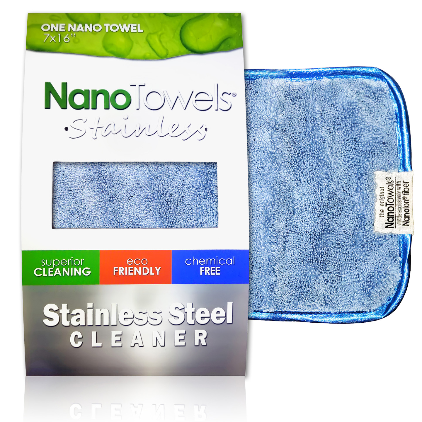 「Don't STEAL」 nanosounds Nano Towels Stainless Steel Cleaner | Blue with Dark Blue Trim